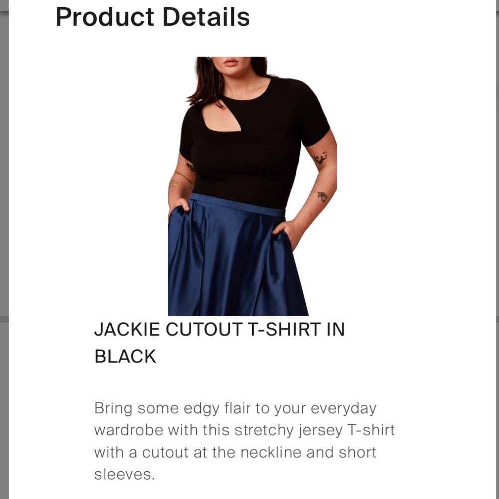 11 Honore Jackie cutout black tshirt size 2. NWT